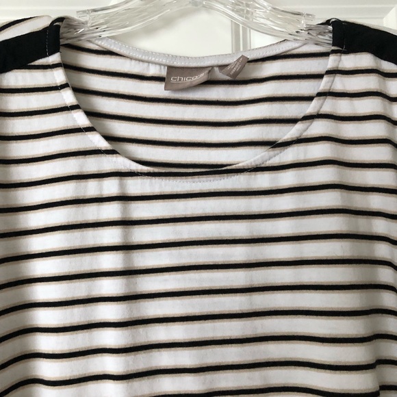 Chico’s Size 3 (Misses 16/18) White Striped Knit top - Picture 8 of 8